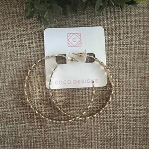 Coco Design Scalloped Edge Gold Hoop Earring, NWT